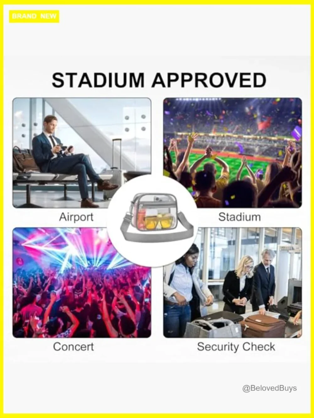 Stadium Approved Clear Crossbody Bag with Adjustable Strap for Concerts